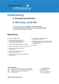 Plakat 21. Gemeinderatssitzung